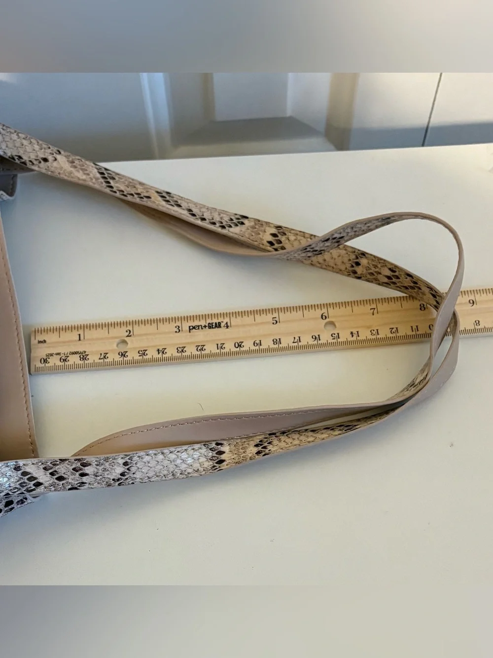 H&M Faux Leather Snake-Print Beige Drawstring Shoulder Bag